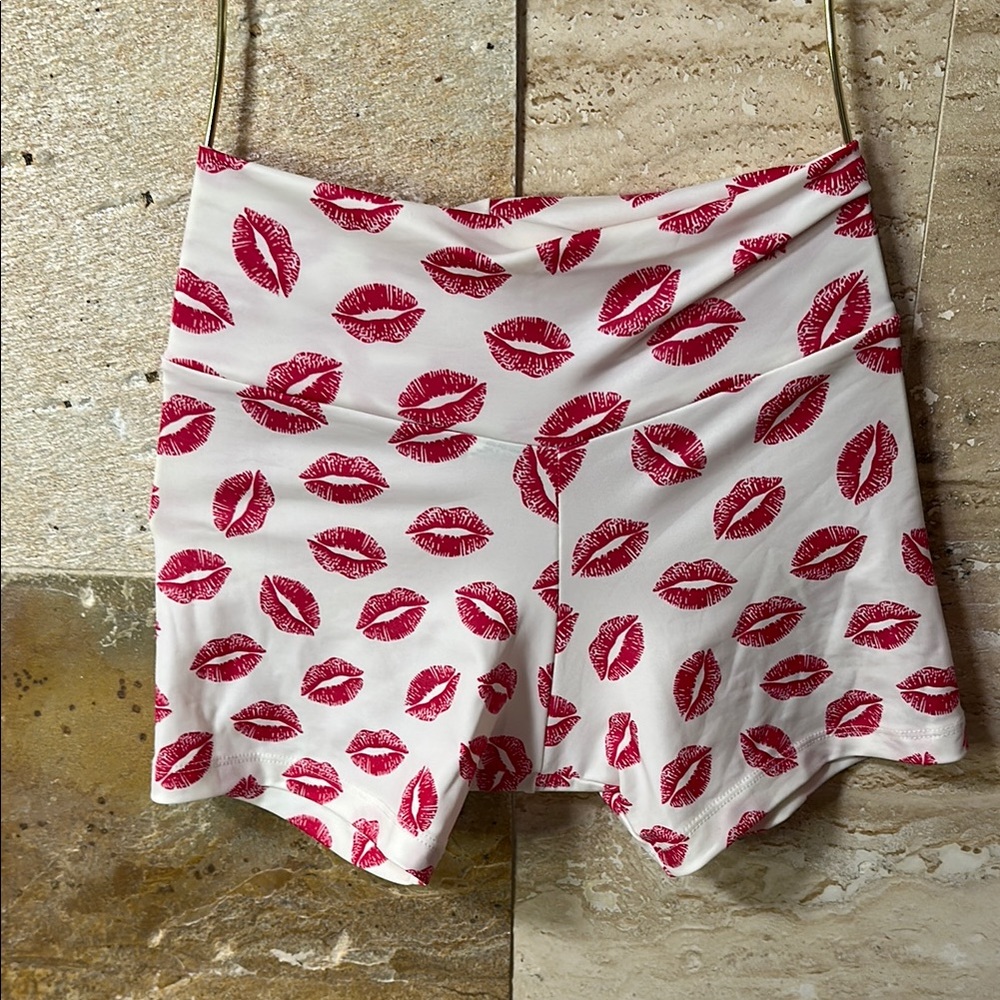 Women's Red Lip Print Shorts